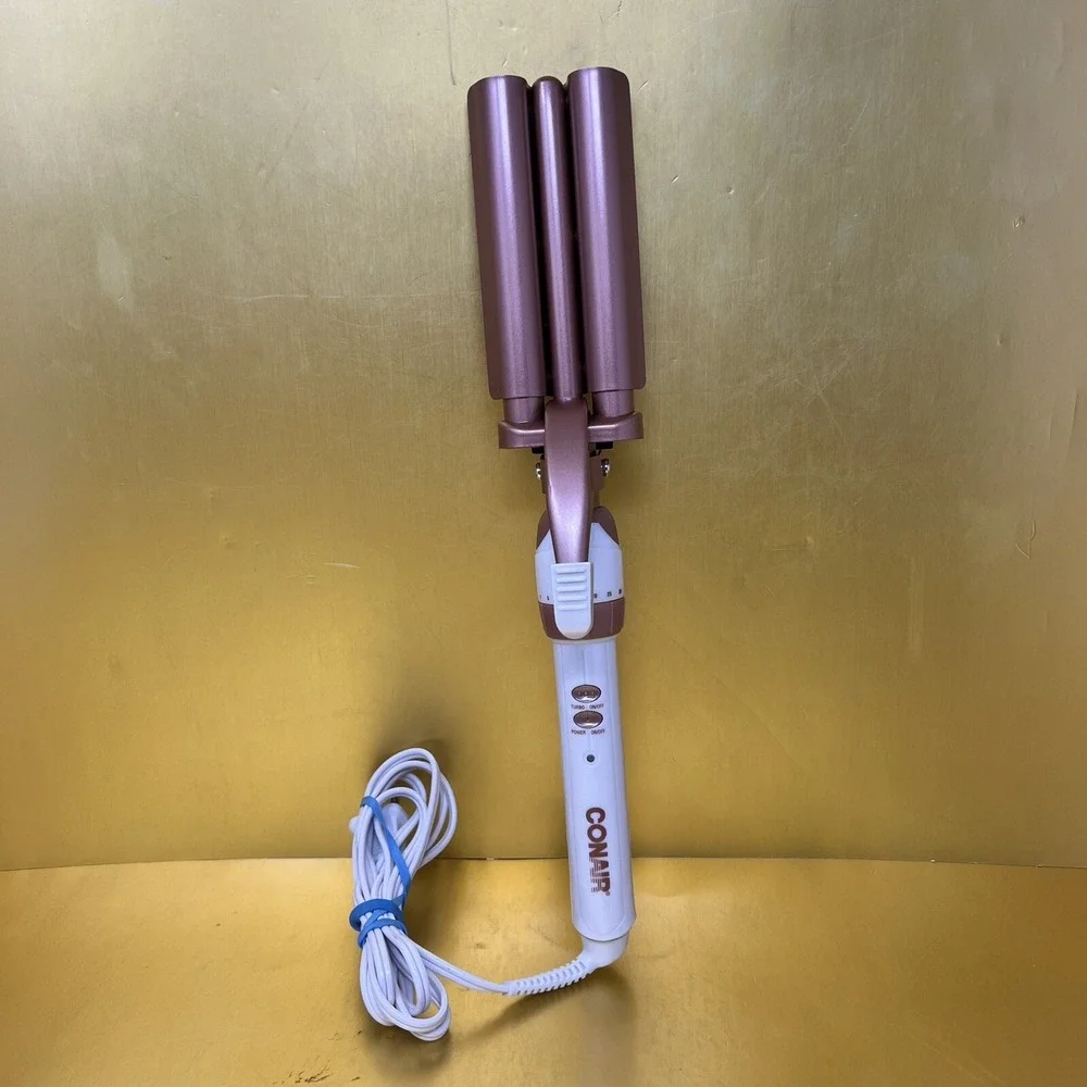 Conair Double Ceramic Triple Barrel Curl Styling Waver Rose Gold Hair Tool